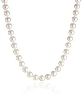 14k Yellow Gold Saltwater Akoya Cultured Pearl AA Grade 7.5 8mm Necklace, 18" Jewelry