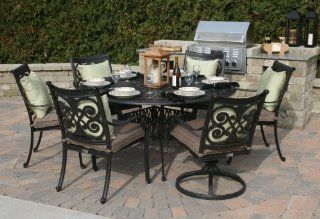 The Herve Collection 6 Person All Welded Cast Aluminum Patio Furniture Dining Set : Outdoor And Patio Furniture Sets : Patio, Lawn & Garden