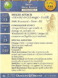 Dungeons and Dragons Miniatures: Drizzt, Drow Ranger Epic Stat Card   Epic Ca: Toys & Games