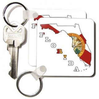 kc_58729_1 777images Flags and Maps   States   Florida state flag in the outline map and letters of Florida   Key Chains   set of 2 Key Chains Clothing