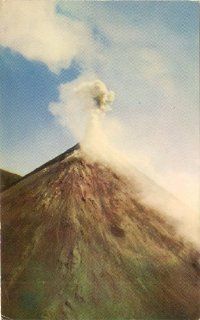 1960s Vintage Postcard Volcano Izalco in Full Eruption   El Salvador   Central America: Everything Else