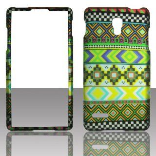 Green Aztec Tribal 2D Rubberized Design for LG Optimus 4G L9 P765 P769 760 Cell Phone Snap On Hard Protective Case Cover Skin Faceplates Protector: Cell Phones & Accessories