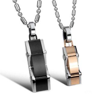 OPK South Korea Style Cool Car Black&Rose Gold Titanium Couple Pendant Necklaces GX762: Jewelry