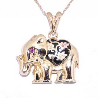 14K Yellow Gold Fancy Elephant Charm Pendants Jewelry