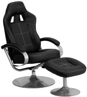 Racing Style Black Vinyl Recliner and Ottoman by Flash Furniture  