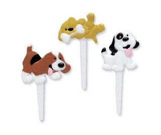 Puffy Puppy Dog Cupcake Picks   12ct: Decorative Cake Toppers: Kitchen & Dining