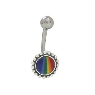 Belly Button Ring Surgical Steel with Rainbow Logo Design (14g)   TUR218: Jewelry