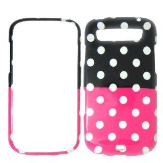 Samsung Galaxy S Blaze T769 T Mobile   White Polka Dots on Hot Pink on Black Shinny Gloss Finish Hard Plastic Cover, Case, Easy Snap On, Faceplate. Cell Phones & Accessories