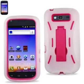 Samsung Galaxy S Blaze 4G / T769 Clear / Hot Pink Combo Silicone Case + Hard Cover + Kickstand Hybrid Case For T Mobile: Cell Phones & Accessories