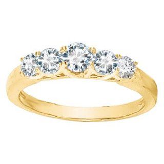 14K White Gold 3/4 ct. ''Created Moissanite" Five Stone Ring: Puresplash: Jewelry