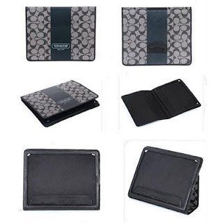 Coach Heritage Stripe Coated Signature Heights Tablet Ipad Case 77261 Black/White: Computers & Accessories