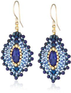 Miguel Ases Small Lapis Lotus Earrings: Jewelry