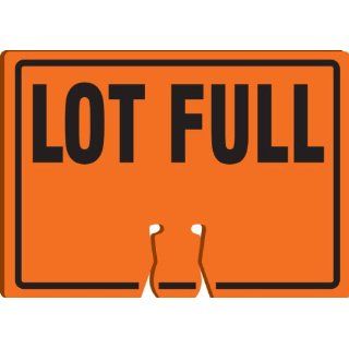 Accuform Signs FBC798 Plastic Traffic Cone Top Warning Sign, Legend "LOT FULL", 10" Width x 14" Length x 0.060" Thickness, Black on Orange: Science Lab Safety Cones: Industrial & Scientific