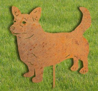 Cardigan Welsh Corgi Garden Stake / Yard Art / Lawn Ornament / Metal / Cut Out / Spike / Shadow / Silhouette / Pet Memorial : Patio, Lawn & Garden