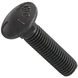 Steel Carriage Bolt, Grade 5, Plain Finish, Square Neck, Round Head, Meets ASME B18.5/SAE J429, 1/2" Length, Fully Threaded, 1/4" 20 UNC Threads (Pack of 100)