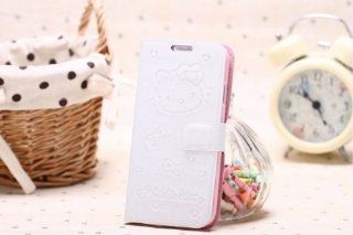 2013 New Arrival cat pattern Leather Wallet Case Flip Cover Card Holder Folding Stand for Samsung Galaxy S4 i9500 + Wire Cord Wrap (White) Cell Phones & Accessories