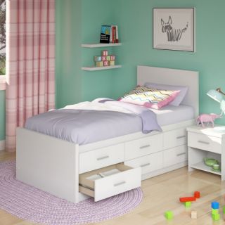 Sonax Willow Twin Captains Storage Bed with 6 Drawers   Frost White   Bedroom Sets