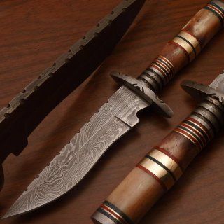 Custom Hand Forged Damascus Hunting, Bowie Knife Bk 8450 : Hunting Knives : Sports & Outdoors