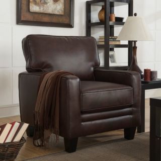 Serta Monaco Collection Eco friendly Bonded Leather Track Arm Accent Chair   Biscuit Brown   Club Chairs