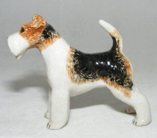 WIRE HAIR FOX TERRIER DOG Stands New MINIATURE Figurine Porcelain KLIMA L791B   Collectible Figurines