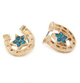 Betsey Johnson Dazzling Crystals Glod plated"flights of Fancy" Horse Shoe Stud Earrings : Other Products : Everything Else