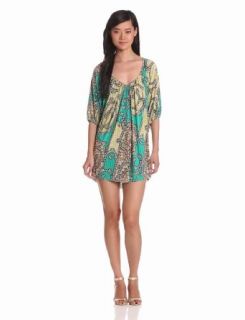 Tbags Los Angeles Women's Half Sleeve Printed Mini Dress, Teal Paisley, Large at  Womens Clothing store: Peasant Mini Dress