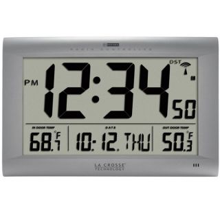 La Crosse Technology Atomic Digital Wall Clock with Indoor/Outdoor Temperature   Weather Stations