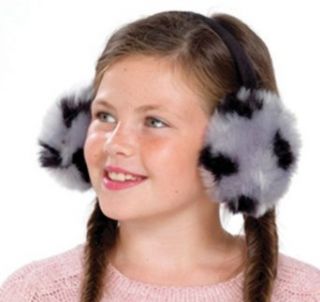 Girls Fluffy Faux Fur Plush Ear Muffs   Grey Clothing