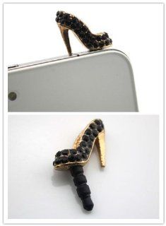 Nine States Diamond Bling Sexy High heel Shoe Design 3.5mm Anti Dust Earphone Jack Plug Charm for Apple iphone5 iphone4/4S itouch4 itouch5 and Samsung Galaxy S2/S3/S4 Note Note2 Sony HTC Blackberry Color Varies(black): Cell Phones & Accessories