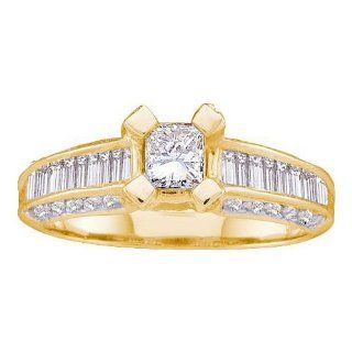 1.00CTW DIAMOND LADIES BRIDAL RING WITH 0.40CT PRINCESS CUT CENTER: Engagement Rings: Jewelry