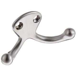 Rockwood 796.26D Brass Small Double Coat Hook, 1 1/8" Width x 1 1/8" Height, 1 1/8" Projection, Satin Chrome Plated Finish