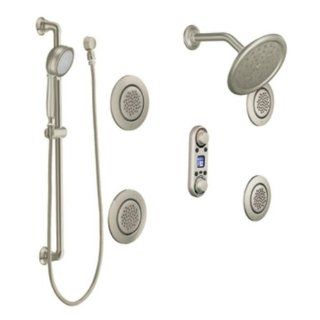 Moen 796BN Brushed Nickel ioDIGITAL 7" Rain Shower Head and Vertical Spa with 4 Flush Mounted Body and Hand Shower from the ioDIGITAL Collection 796   Showerheads  