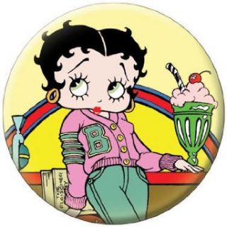 Betty Boop Soda Fountain Button 81512: Novelty Buttons And Pins: Clothing