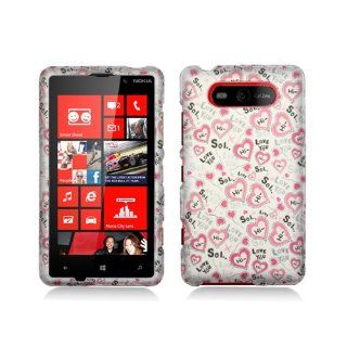 White Pink Love Heart Hard Cover Case for Nokia Lumia 820: Cell Phones & Accessories