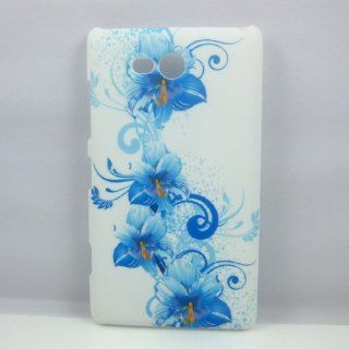 New Blue Hibiscus Flower Romance On Hard Plastic Case Cover Skin For Nokia Lumia 820: Cell Phones & Accessories