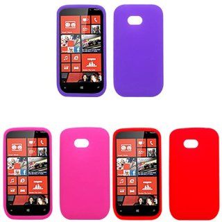 iFase Brand Nokia Lumia 822 Combo Solid Red Silicon Skin Case Faceplate Cover + Solid Purple Silicon Skin Case Faceplate Cover + Solid Hot Pink Silicon Skin Case Faceplate Cover for Nokia Lumia 822: Cell Phones & Accessories