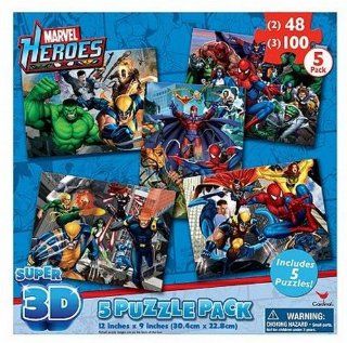 Marvel Heroes Super 3D   5 Puzzle Pack: Toys & Games