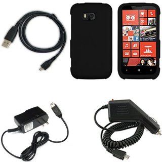 iFase Brand Nokia Lumia 822 Combo Rubber Black Protective Case Faceplate Cover + Home Wall Charger + Rapid Car Charger + USB Data Charge Sync Cable for Nokia Lumia 822: Cell Phones & Accessories