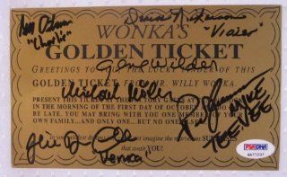 Willy Wonka Cast Signed 4x7 Golden Ticket Gene Wilder PSA/DNA COA Ostrum Cole Nickerson Themmen Bollner: Entertainment Collectibles