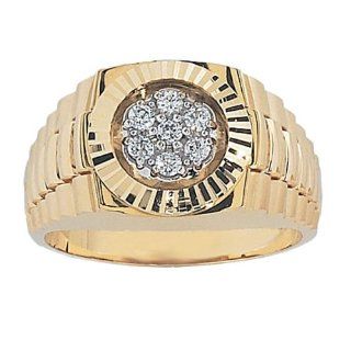 Men's 14k Yellow Gold with High Polished Finish Diamond Cluster Ring (0.25 cttw, H I Color, I1 I2 Clarity): Jewelry