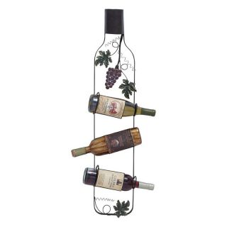 Woodland Imports Vintage Bottle Frame 3 Bottle Wall Wine Rack   Wine Racks