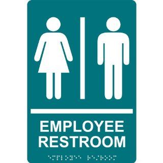 ADA Employee Restroom Braille Sign RRE 805 WHTonBHMABLU Restrooms  Business And Store Signs 