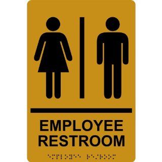 ADA Employee Restroom Braille Sign RRE 805 BLKonGLD Restroom General  Business And Store Signs 