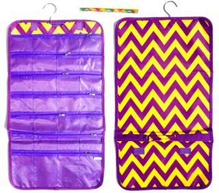 Best Purple and Yellow Chevron Hanging Jewelry Travel Bag Roll by TravelNut (Style 2) Hanging Jewelry Organizer with No Metal Headband. Trendy Gift Ideas for Women. Guaranteed to please!: Health & Personal Care