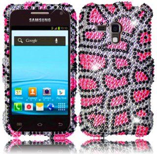 For Samsung Galaxy Rush M830 Full Diamond Bling Cover Case Pink Leopard: Cell Phones & Accessories