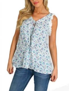 G2 Chic Women's Lace Trim Floral Top at  Womens Clothing store