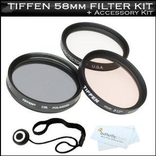 Tiffen 58mm Filter Kit For Canon Digital EOS Rebel T3i, T3, T1i, T2i, XS, XSi DSLR Cameras Which Use (18 55mm, 75 300mm, 50mm 1.4, 55 200mm) Canon Lenses Includes Tiffen 58mm 3PC Filter Kit (UV, CPL, 812 Warming Filter) +Lens Cap keeper +MicroFiber Cloth 