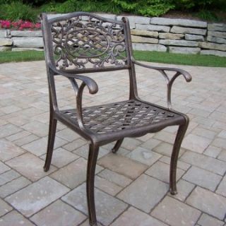 Oakland Living Mississippi Cast Aluminum Arm Chair   Antique Bronze   Outdoor Dining Chairs