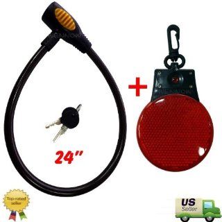 WennoW "LED Flashing Light + 24"" Heavy Duty Bicycle Bike Motorbike Cable Lock Black Computers & Accessories