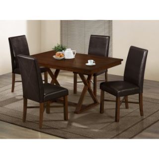 Monarch Modern Oak & Brown Faux Leather Dining Chairs   Set of 2   Dining Chairs